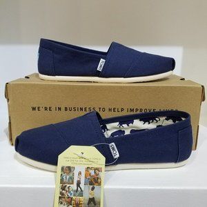 Toms Women Classic Canvas Slip On Shoes 001001B07 - Navy Blue Size 9.5